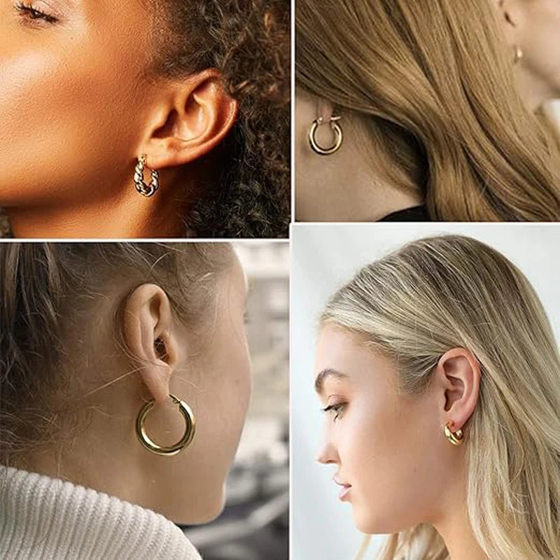"Gold Boho Pearl & Hoop Earrings – 24 Pairs"