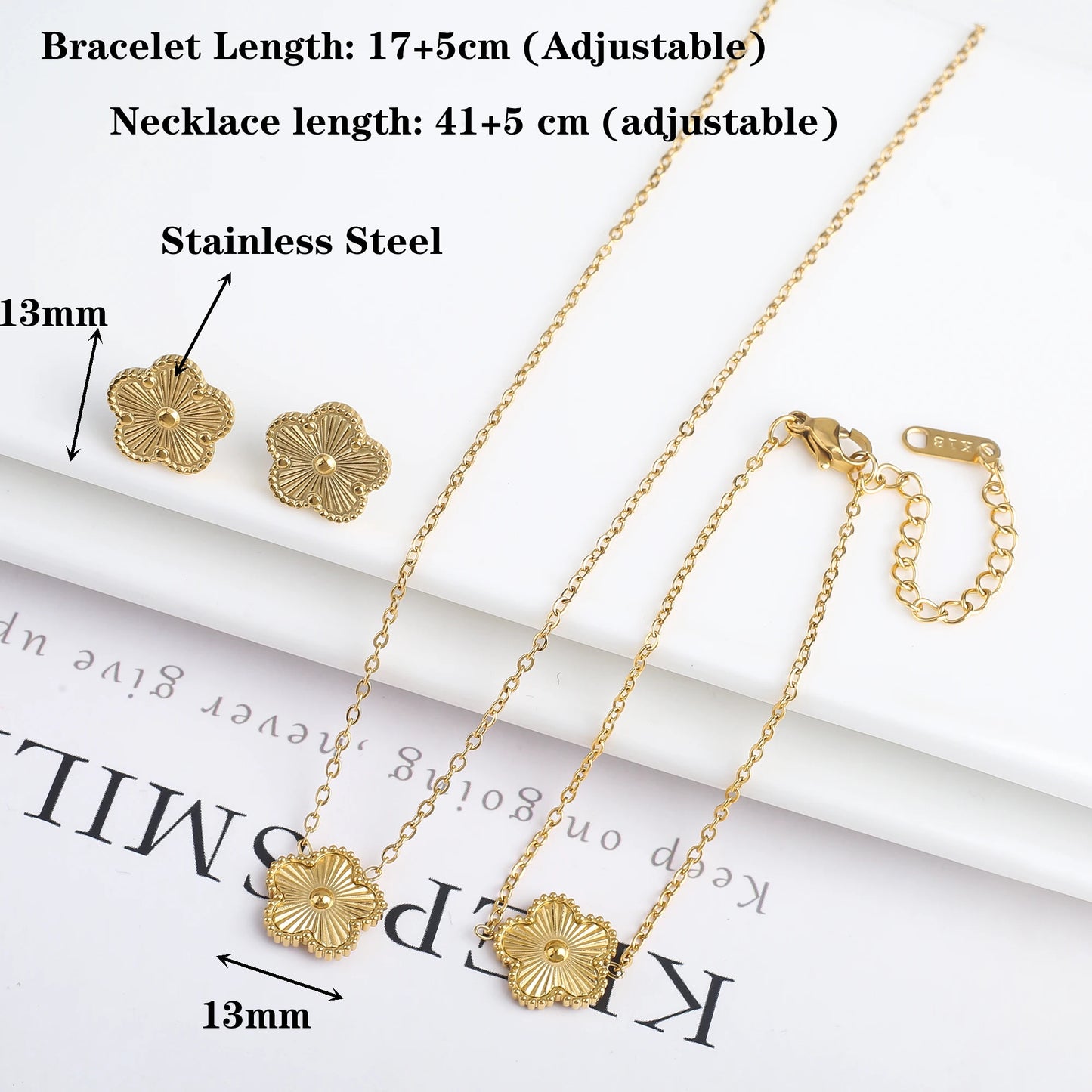 Metal Laser Five Leaf Flower Bracelet